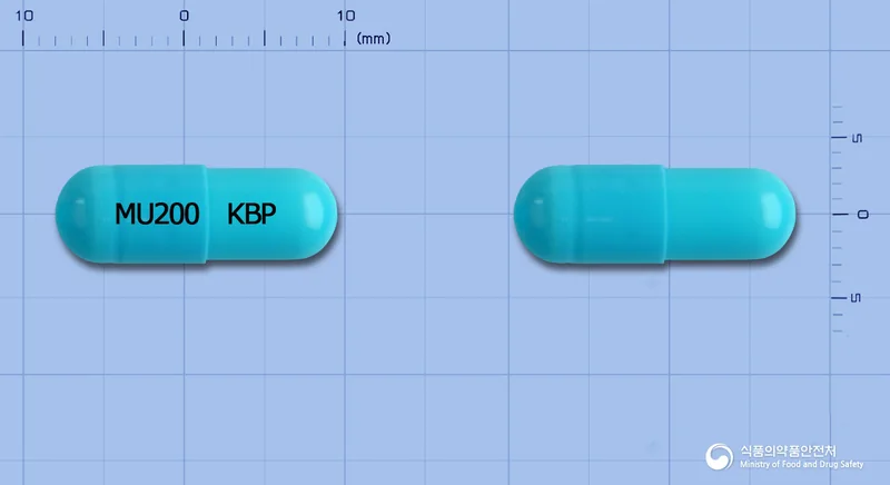 뮤스테인캡슐200mg 실물 사진