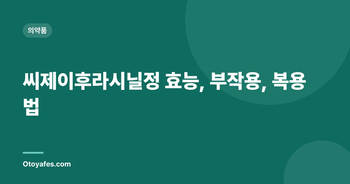 씨제이후라시닐정 효능, 부작용, 복용법