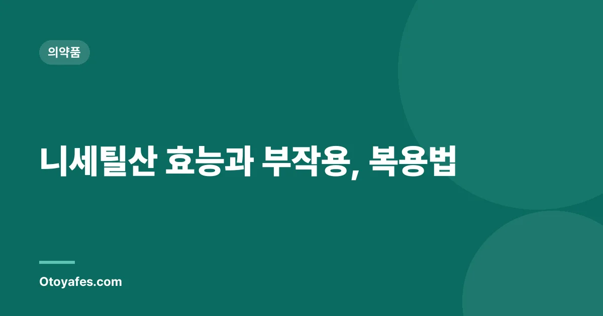니세틸산 효능과 부작용, 복용법