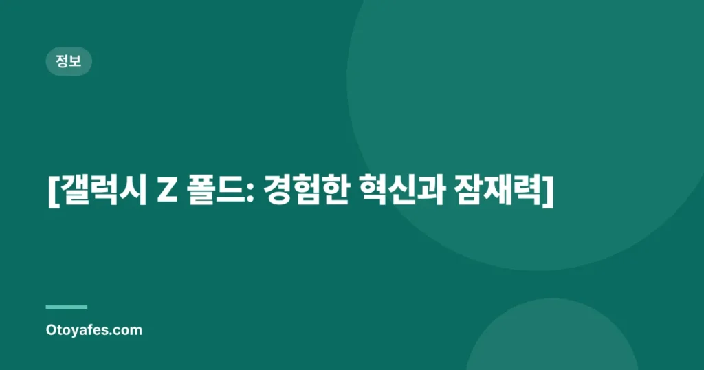 [갤럭시 Z 폴드: 경험한 혁신과 잠재력]