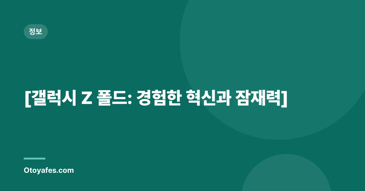 [갤럭시 Z 폴드: 경험한 혁신과 잠재력]