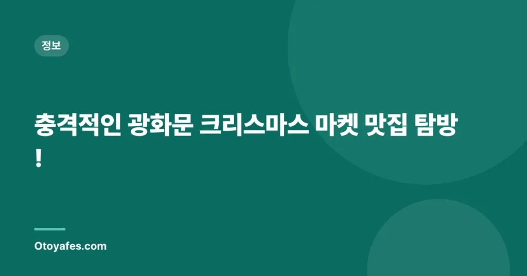 충격적인 광화문 크리스마스 마켓 맛집 탐방!