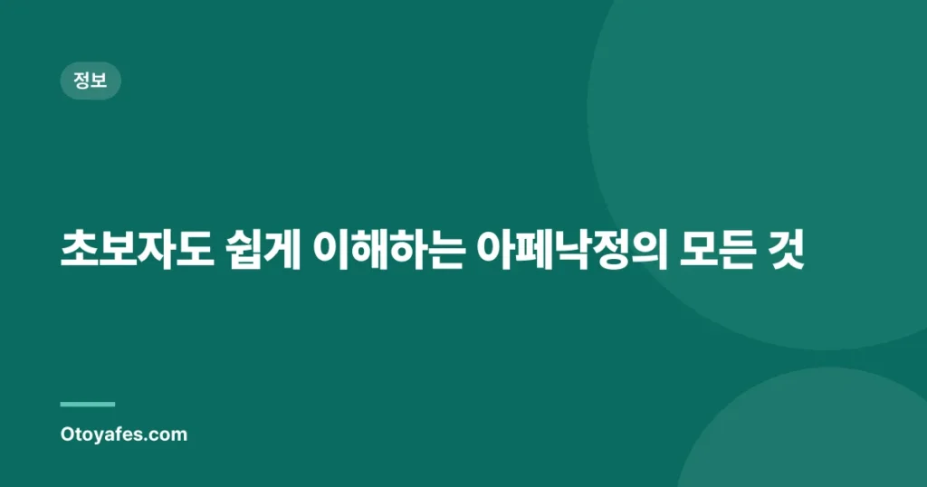 초보자도 쉽게 이해하는 아페낙정의 모든 것