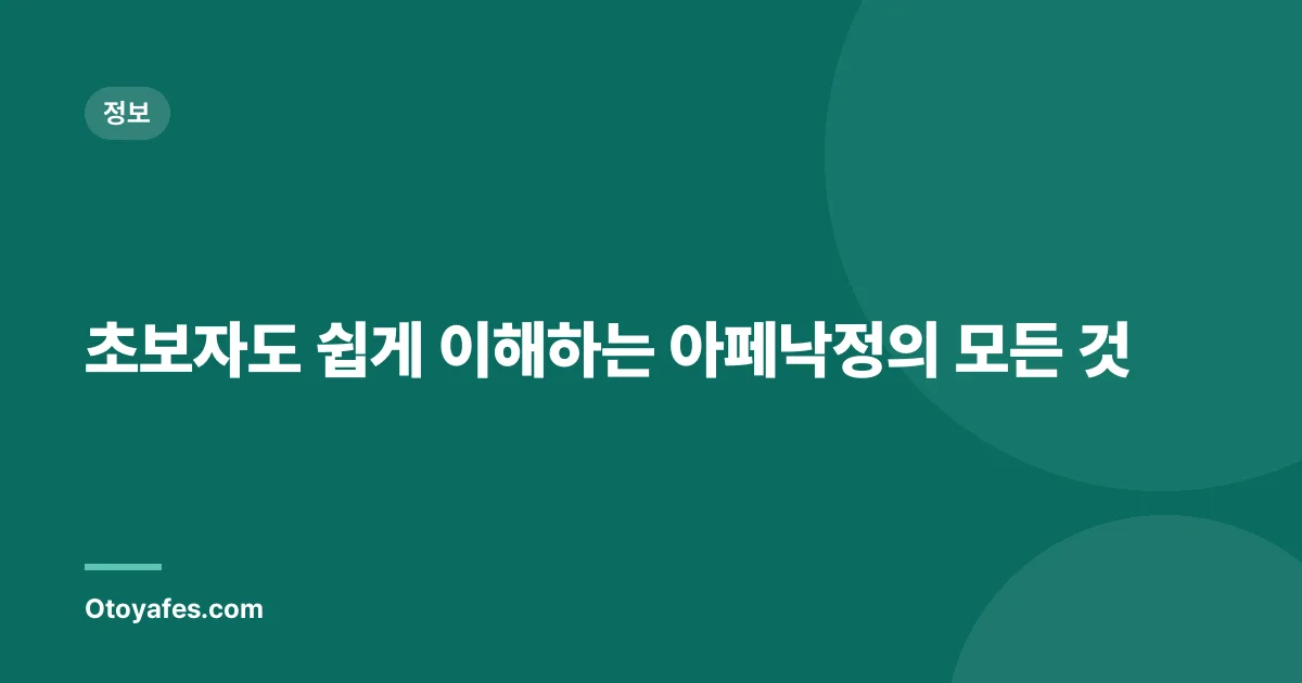 초보자도 쉽게 이해하는 아페낙정의 모든 것