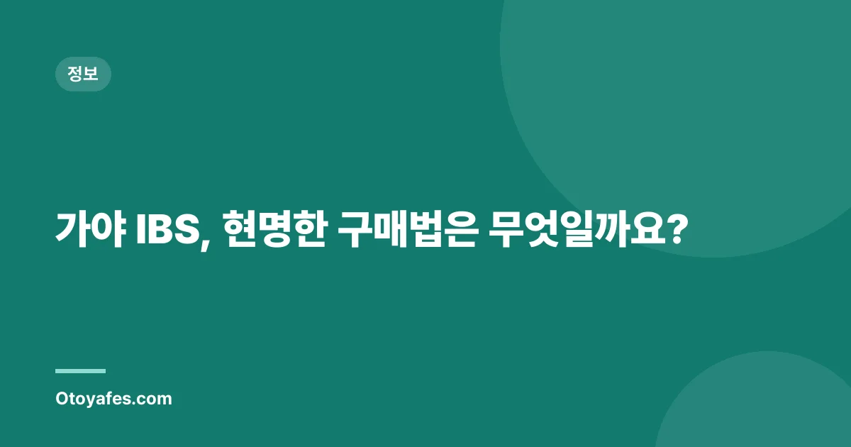 가야 IBS, 현명한 구매법은 무엇일까요?