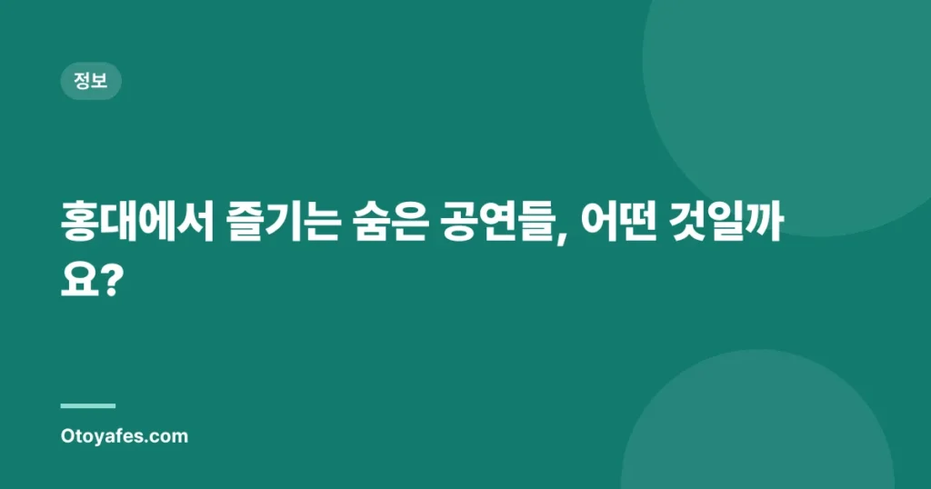 홍대에서 즐기는 숨은 공연들, 어떤 것일까요?
