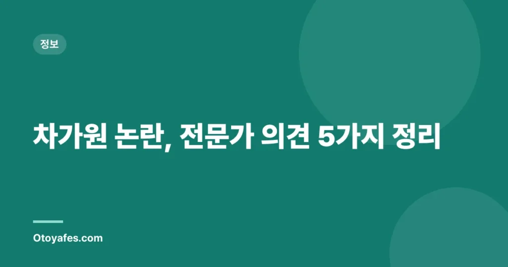차가원 논란, 전문가 의견 5가지 정리
