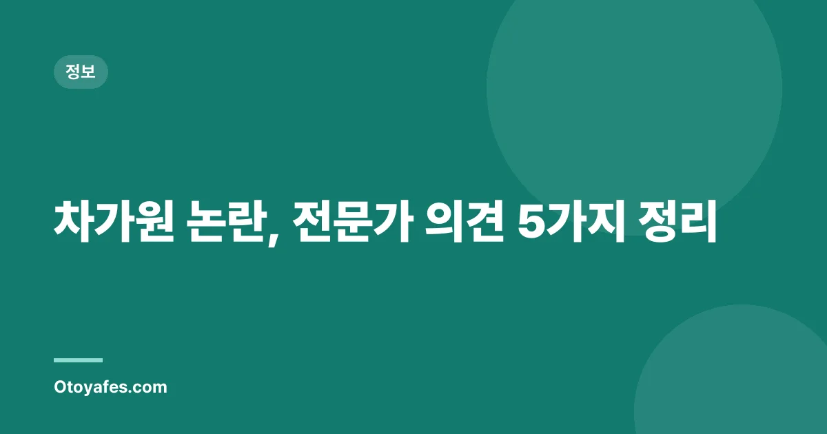 차가원 논란, 전문가 의견 5가지 정리