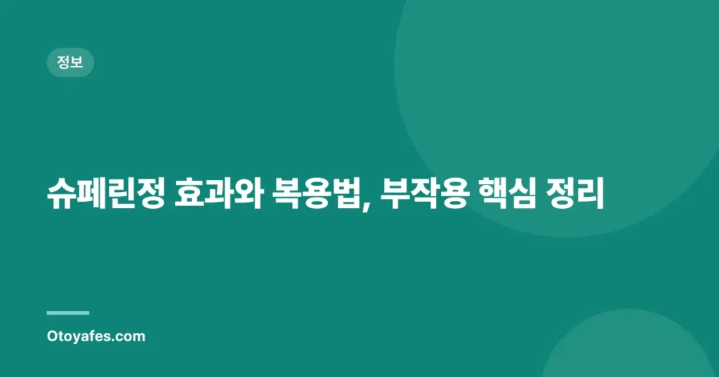 슈페린정 효과와 복용법, 부작용 핵심 정리