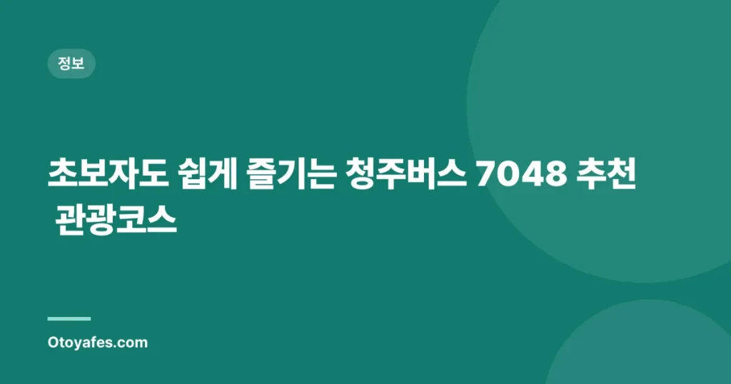 초보자도 쉽게 즐기는 청주버스 7048 추천 관광코스