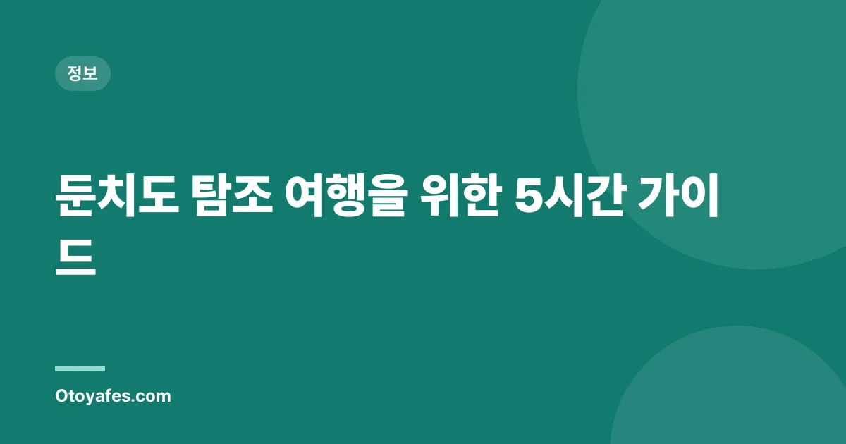 둔치도 탐조 여행을 위한 5시간 가이드