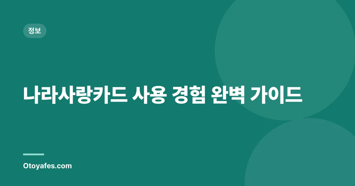 나라사랑카드 사용 경험 완벽 가이드