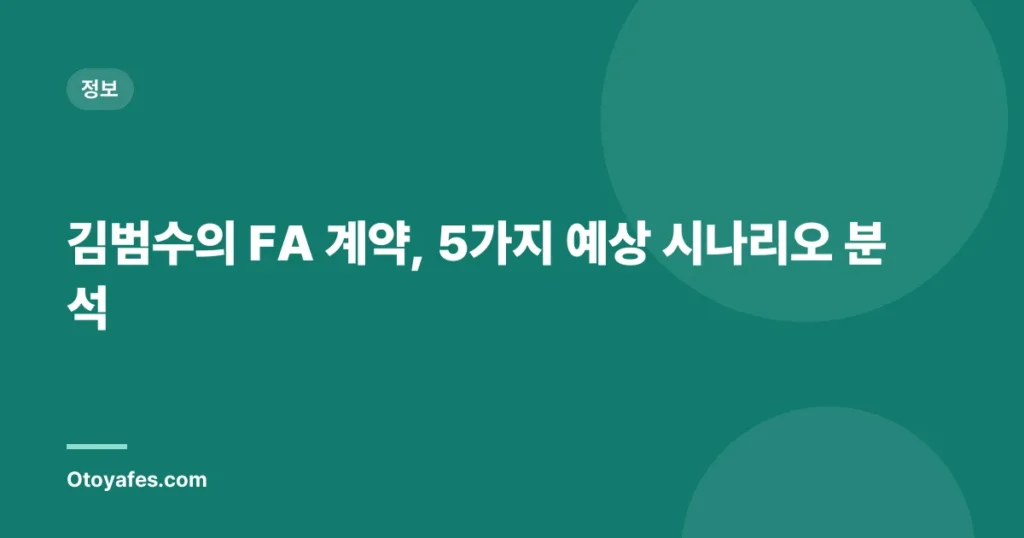 김범수의 FA 계약, 5가지 예상 시나리오 분석
