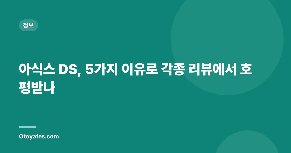 아식스 DS, 5가지 이유로 각종 리뷰에서 호평받나