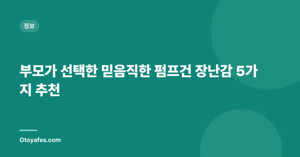 부모가 선택한 믿음직한 펌프건 장난감 5가지 추천