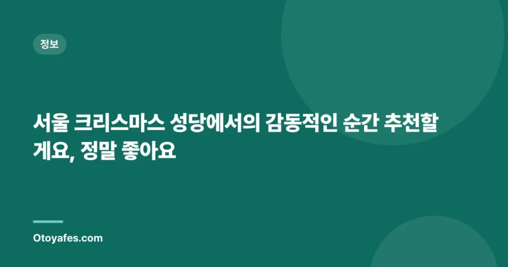 서울 크리스마스 성당에서의 감동적인 순간 추천할게요, 정말 좋아요