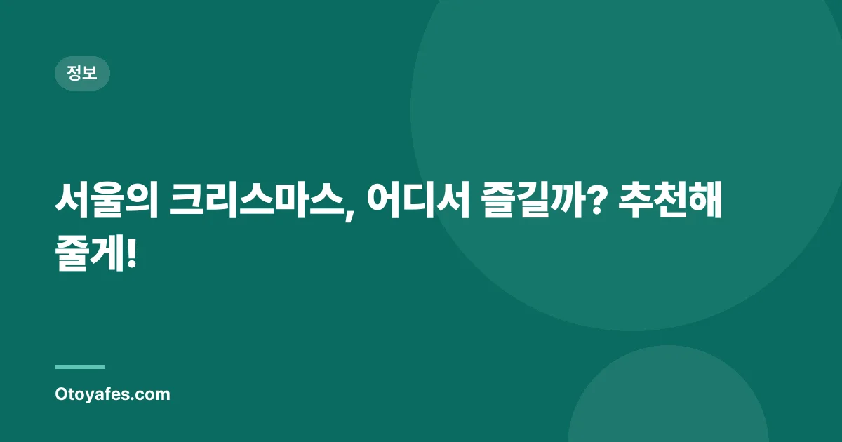 서울의 크리스마스, 어디서 즐길까? 추천해줄게!
