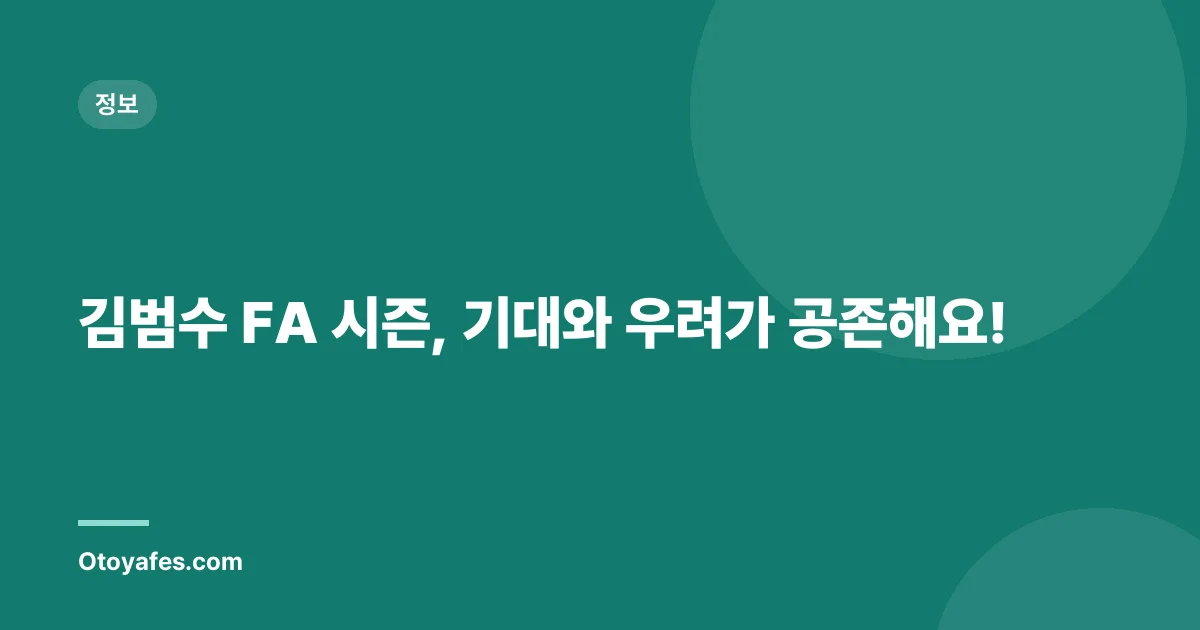 김범수 FA 시즌, 기대와 우려가 공존해요!