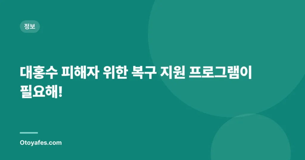대홍수 피해자 위한 복구 지원 프로그램이 필요해!